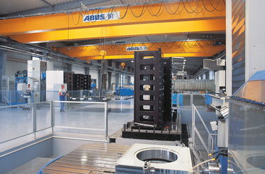 ABUS Zweischienenlaufkatze Bauart DA an ABUS Zweiträger-Laufkran in der Firma Anchor Lamina in Chemnitz