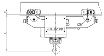 Technische Übersicht der ABUS Elektro-Seilzüge GM mit hohen Tragfähigkeiten und Abmessungen.